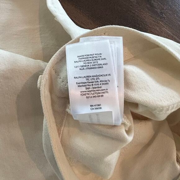 Ralph Lauren Polo Cotton Pocket Switching Two Tone Pants Cream Color Women Sz 28 - Picture 11 of 13
